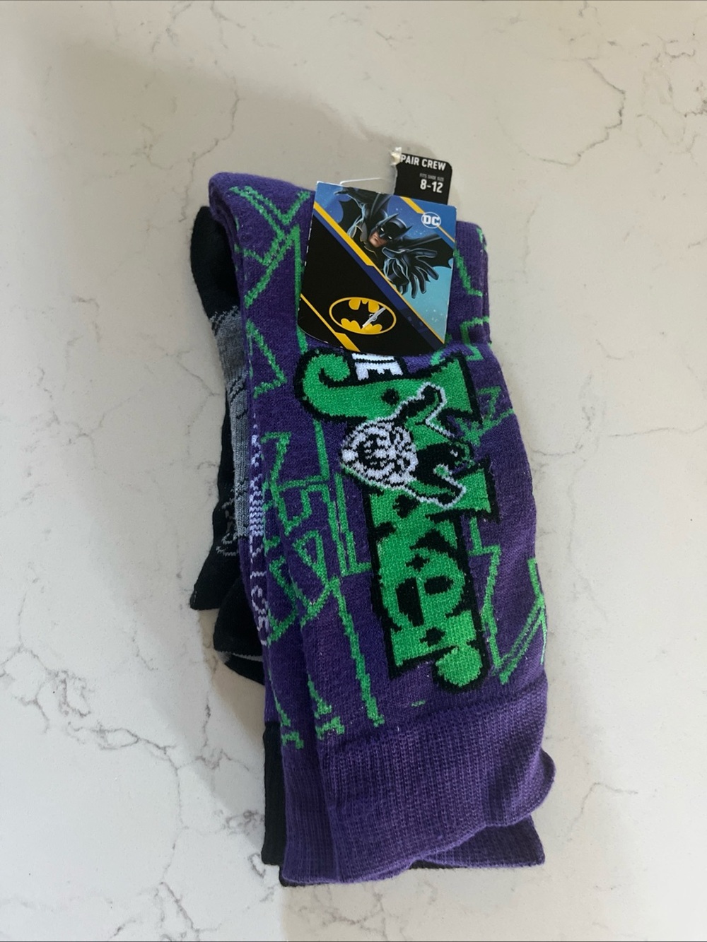 NWT DC Comics Men's The Joker 2-Pack Crew Socks Size 8-12